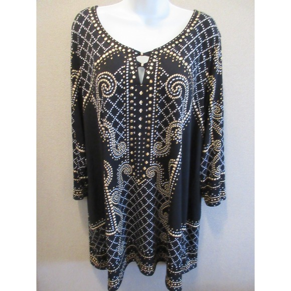 JM Collection Tops - JM Collection Woman Party Time Stud Splendor Blouse Size 3X